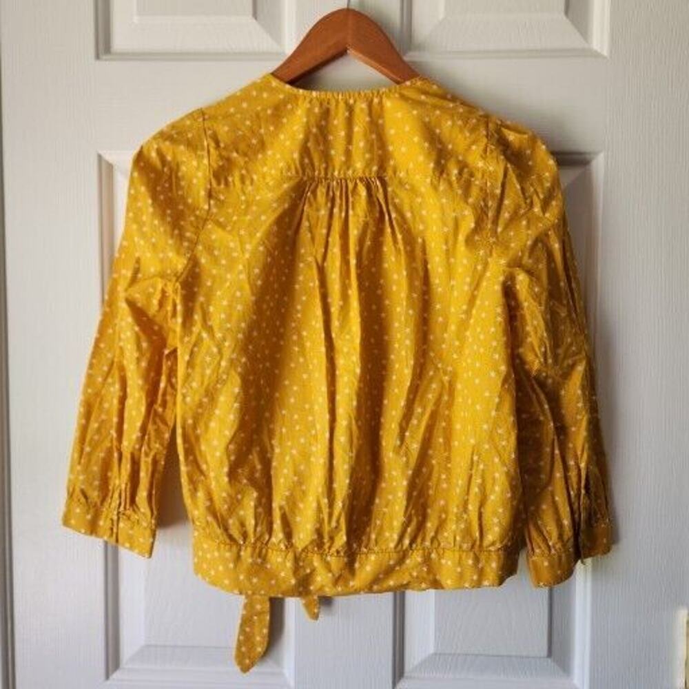 Madewell Womens S Mustard Wrap Top in Star Scatter Shirt Blouse 3/4 Sleeve - Picture 4 of 4